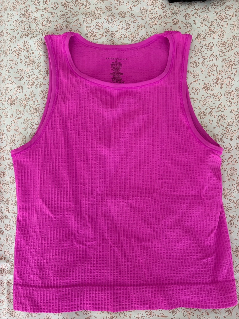 Anthropologie Hot Pink Ribbed Tank Top